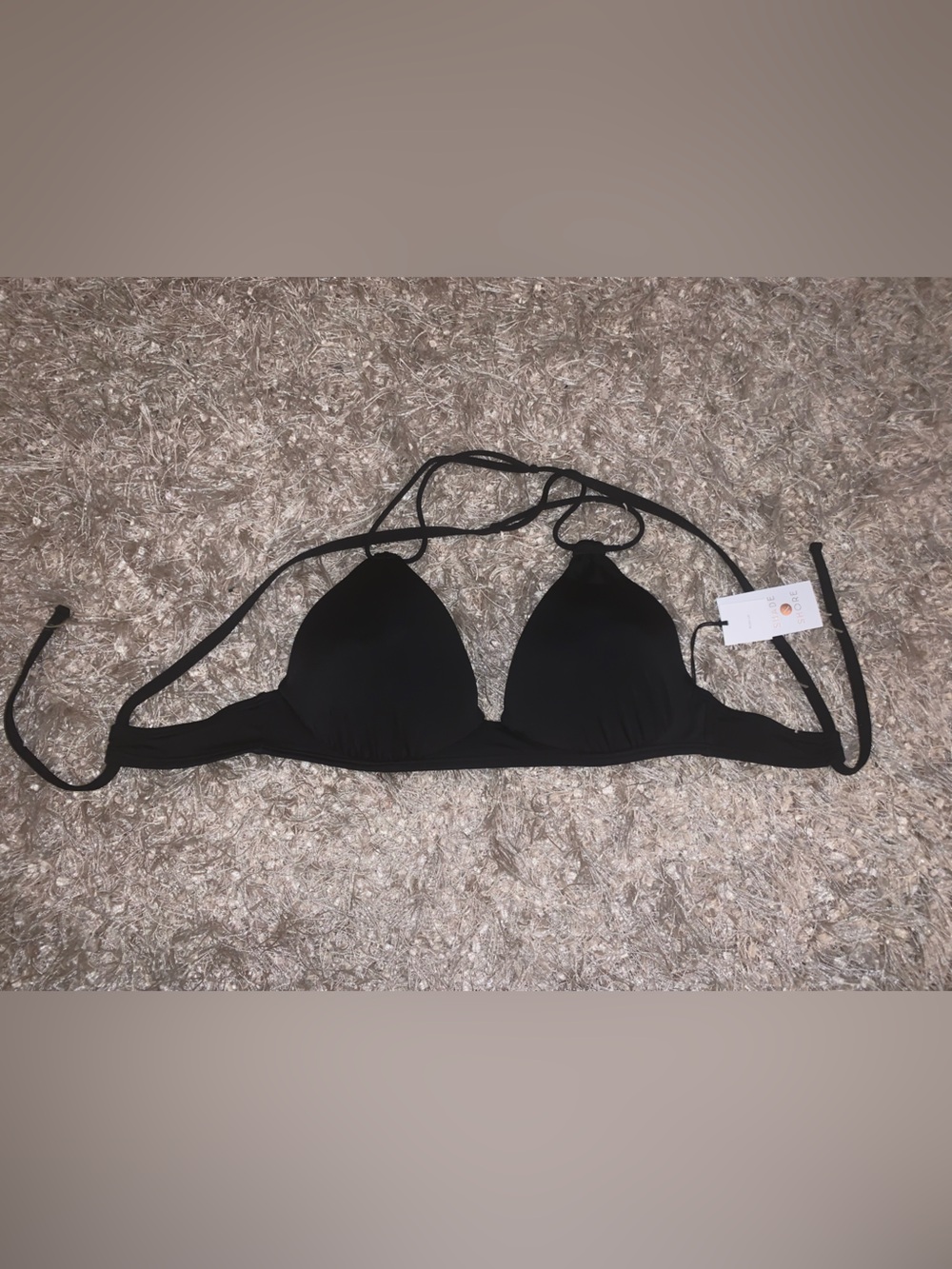 Shade & Shore Black padded Triangle String Bikini Top size 34C NWT